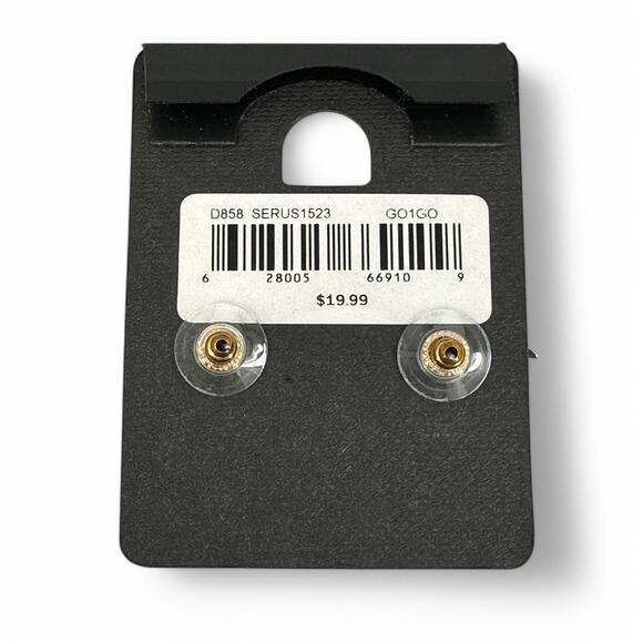 Ava and Aiden Brass Stud Earrings Tiny Bows New on Card - Picture 3 of 3